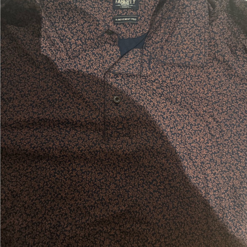 Faherty Navy and Pink Floral Shirt